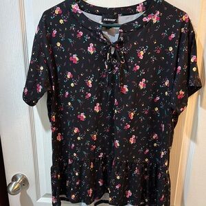 Joe Boxer Black and Pink Peplum Blouse
